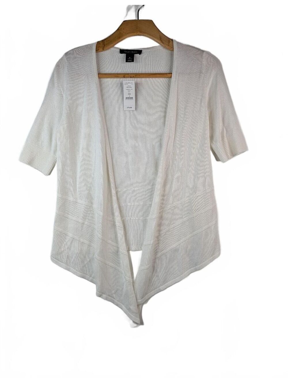 NWT White House Black Market Short-Sleeve Open-Front Cardigan, Size S